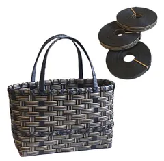 【説明書付き】クラフトバンド 紙バンド キット バック かご 手芸 12本幅 手作りキット エコクラフト 初心者 【WrapFun ラップファン】(黒) [黒]