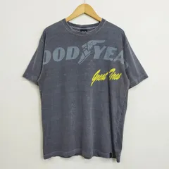 Goodyear グッドイヤー ロゴ Tシャツ 半袖 カットソー フェード 襤褸 両面 プリント VINTAGE 古着 グレー系 M B859のサムネイル