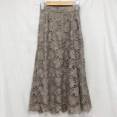 美品 N. ナチュラルビューティーベーシック ケミカルレースマーメイドスカート 《S Size Line》 ミモレ丈 総レース ウエストゴム ベージュ 小柄さん向け M