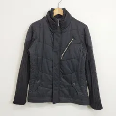 MOSSIMO モッシモ 中綿 ジップアップ ライダース ジャケット ドッキング 切替 異素材 ニット スタンドカラー 切り替え 斜めジップ 古着 Y2K お兄系 black M B860のサムネイル