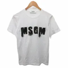 エムエスジーエム MSGM カットソー Tシャツ 半袖 ビジュー ビーズ ロゴ XS 白 ホワイト 黒 ブラック 2441MDM106 ■IBO91