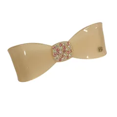 ALEXANDRE de PARIS(アレクサンドル ドゥ パリ) バレッタ - ベージュ×ピンク×クリア リボン/ラインストーン
