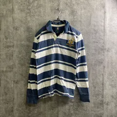 【T-222】Abercrombie アバクロ　XL コットン100% 長袖　ポロシャツ　ラガーシャツ　ボーダー　ワッペン　刺繍　定番　メンズ