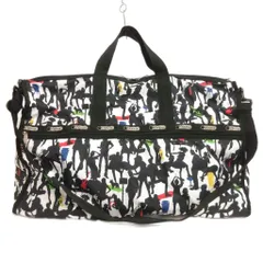 レスポートサック LesportSAC ボストンバッグ ショルダー 2WAY 総柄 ヒューマンシルエット柄 黒 白