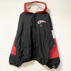 古着 used　USA製　BLAZER　長袖刺繍ナイロンプルオーバー　ウインドブレーカー　トライカラー　黒　赤　白　Lサイズ【値引き交渉OK！】