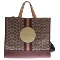 COACH (コーチ) デンプシー トート 40 シグネチャー ジャカード ウィズ ストライプ アンド コーチ パッチ レッド F2266-C8418