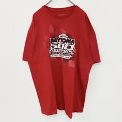 古着　used　NASCAR ナスカ　半袖ビッグプリントTシャツ　クルーネック　レーシングカー　チャンピオンズ　赤　2XLサイズ【値引き交渉OK！】