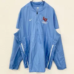 古着 used　NIKE　ナイキ　長袖ハーフジップナイロンジャケット　ワンポイント刺繍　フットボール　水色　XLサイズ【値引き交渉OK！】