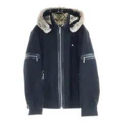 BURBERRY BLACK LABEL (バーバリー ブラックレーベル) ファー フーデッド ジップアップ ジャケット ブラックのサムネイル