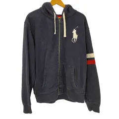 ポロバイラルフローレン Polo by RALPH LAUREN 90S ビッグポニー 刺繍 アームライン ジップアップ パーカー フード裏サーマル メンズ import：XL 