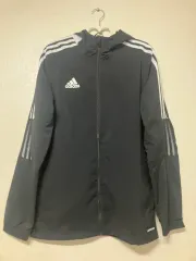 アディダス ブラック 3本線 ウィンドブレーカー ジャケットL