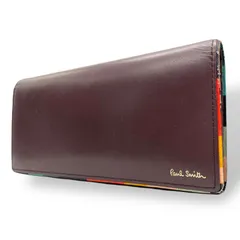 ポールスミス Paul Smith 長財布 折り財布 インサイドマルチストライプ マルチカラー レザー ボルドー ワインレッド 財布 3