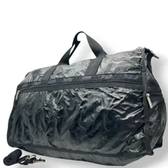 【未使用級】レスポートサック LeSportsac ボストンバッグ ラージウィークエンダー 2WAY ショルダーバッグ 斜め掛け ナイロン ブラック 黒 メタリック 大容量 旅行 トラベル ジム 出張 メンズ レディース x2
