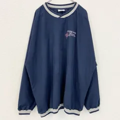 古着 used　Lee　リー　USA製　長袖ナイロンプルオーバー　ワンポイント刺繍　リブライン　紺　ビッグシルエット　3XLサイズ【値引き交渉OK！】
