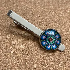 t265【東欧風フォークアート】色鮮やかな花の曼荼羅 タイピン　ネクタイピン
