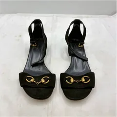 【❗️✨定番ホースビット✨❗️】GUCCI スエードサンダル 37 ブラック×ゴールド金具 イタリア製