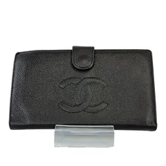 【人気・美品】CHANEL シャネル ココマーク キャビアスキン がま口 クリップ ロングウォレット 二つ折り 長財布 6番台 ブラック ゴールド金具 レザー 本革 メンズ レディース ユニセックス 2000～2001年製 カードケース コインケース 札入れ