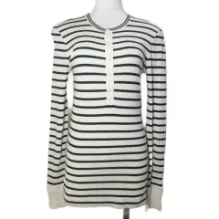 ポロ ラルフローレン POLO RALPH LAUREN ヘンリーネックカットソー 長袖 ボーダー S ブラック アイボリー /X