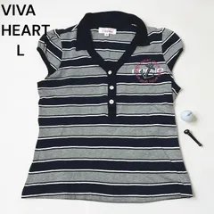 美品　VIVA HEART ビバハート 半袖　ポロシャツ　ボーダー　ゴルフウェア レディース  42  L〜LL