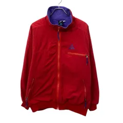 90s NIKE ACG 名山シリーズ ジャケット L レッド ナイキ エーシージー ジップアップ ロゴ刺繍 裏地フリース アウトドア 春秋物 a803-5099