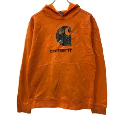 carhartt ロゴスウェット パーカー XL オレンジ カーハート プルオーバー ビックロゴ フーディー スウェット ワンポイント 秋物 a803-5008