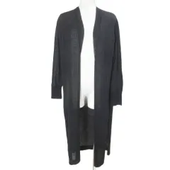 23区 オンワード樫山 美品 19SS 小さいサイズ ロング カーディガン 長袖 リネン混 ボタンレス 32 XS相当 黒 ブラック /X