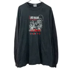 90s USA製 Hanes 長袖 プリントTシャツ XL ブラック ヘインズ プルオーバー 90年代 アニマルプリント ロンT ロングT 春物 a803-5013