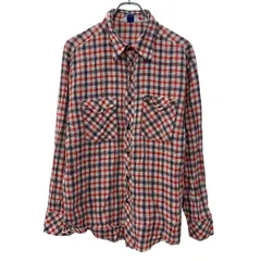 70s～ USA製 Wrangler 長袖 チェックシャツ XL レッド ラングラー ボタン 襟芯 70年代～ チェック柄 胸ポケット 春物 a803-5014