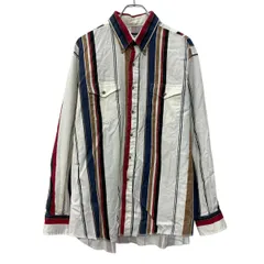Wrangler 長袖 ストライプシャツ XL ホワイト マルチカラー ラングラー ボタンダウン ボタン 胸ポケット ストライプ柄 春秋物 a803-5020