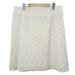 アリスバーリー Aylesbury 大きいサイズ レーススカート フレア 花柄 フロッキー ひざ丈 17 4L相当 ベージュ /X