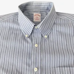 【L】Brooks Brothers（ブルックスブラザーズ）346 ポロカラーBD(ボタンダウン)シャツ ストライプ / Regular Fit / Non-Iron / Cotton 100% ポケット付 メンズXL相当