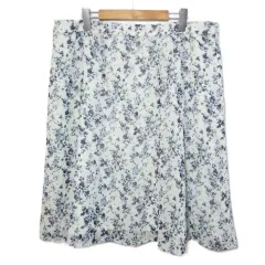 アリスバーリー Aylesbury 大きいサイズ 花柄スカート フレア ひざ丈 21 6L相当 白 青 /X