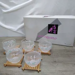 硝子食器 アデリアグラス 冷茶グラス 麦茶コップ 茶托(木製)付き ５客セット箱入り T812