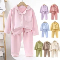 パジャマ キッズ 長袖 子供服 セットアップ キッズ 子供パジャマ 未使用 女の子 男の子 90cm～180cm ベビー服 ルームウェア 上下セット 前開き ボタン 部屋着 トップス ロングパンツ ジュニア 赤ちゃん 春 xkxiaoz224