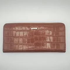 BARCOS クロコダイル型押し長財布 ロングウォレット レディース バルコス ラウンドファスナー