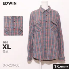 美品 EDWIN トップス チェック柄 コットン素材 フラップポケット付き 前開き 長袖 シャツのサムネイル