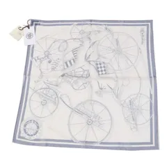 ★DUNE様専用ページ★未使用品◎HERMES エルメス ガヴロッシュ 45 VOITURES ENEQUILIBRE 精巧な馬車 シルク100％ スカーフ ネイビー ベージュ系 箱付き フランス製 正規品 レディース