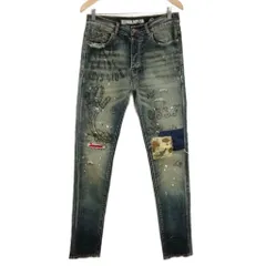 ビリオネアボーイズクラブ B.B.C グラフィック デニム パンツ ジーンズ ダメージ リペア加工 30 インディゴ