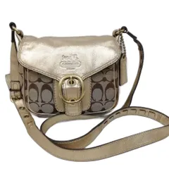 コーチ COACH 11593 シグネチャー ミニショルダーバッグ 斜め掛け クロスボディ キャンバス レザー ベージュ ゴールド