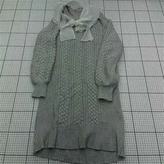 ◇ Θ ジル バイ ジルスチュアート JILL by JILL STUART 襟リボン付きニットワンピース グレー系 レディース E  【1602130008636】