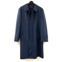 ポーランド製 ヴィンテージ ステンカラーコート メンズ ネイビー ロングコート スプリングコート POLAND ビンテージ VINTAGE ユーズド USED 古着