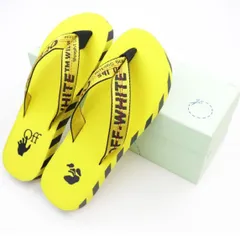 定価以下　【新品未使用】オフホワイト サンダル ビーチ off-white イエロー ブラック シャワー スニーカー 靴 OFF WHITE ラバー ロゴテープ スライド OMIC002R21 MAT002 1810　ビーサン 27.5〜28cmのサムネイル