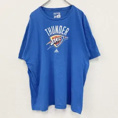 古着 used　adidas アディダス　半袖プリントTシャツ　オクラホマシティ サンダー　バスケ　クルーネック　青　2XLサイズ【値引き交渉OK！】