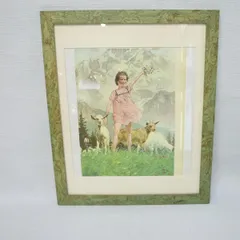 額のみ【アンティーク調】木製フレーム グリーン マーブル模様 　マット付き