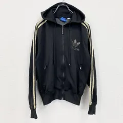 古着 used　adidas　アディダス　長袖ジャージパーカー　デカロゴ　黒　ブラック　Sサイズ　【値引き交渉OK！】