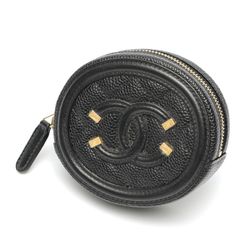 CHANEL キャビアスキン 丸型バニティ 小物入れ ココマーク ケース
