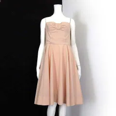 フォクシーニューヨーク FOXEY NEW YORK ワンピース ドレスワンピース フレア ストレッチ L 40 ピンクベージュ 薄橙色