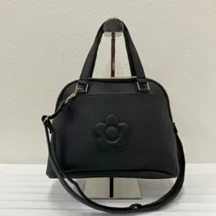 230　MARY QUANT　マリークワント　 ハンドバッグ　2way　ショルダーバッグ　 レザー　ブラック系　黒　デイジー　花　 レディース