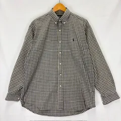 RALPH LAUREN BLAIRE 90年代 ボタンダウン チェック 長袖シャツ サイズM  ワンポイント 08030305 01 ラルフローレン