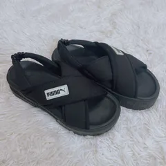 【美品】PUMA　puma　クロス　サンダル　ブラック　厚底　24 クロスストラップ